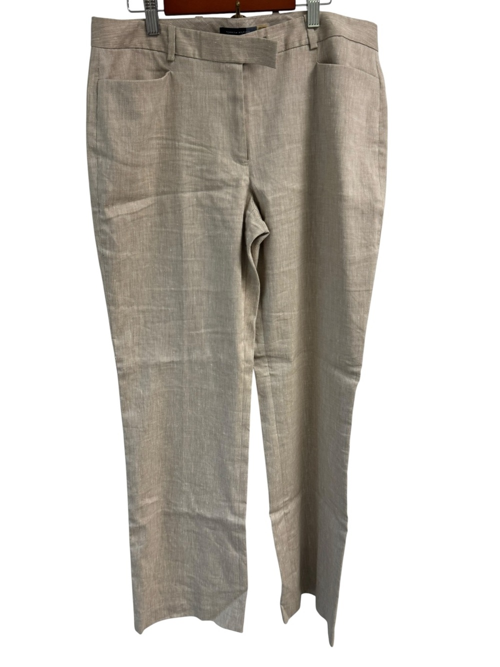 Tommy‎ Hilfiger Linen Blend Straight Leg Flat Front Natural Trousers 8